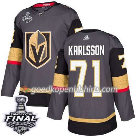 Vegas Golden Knights William Karlsson 71 2018 Stanley Cup Final Patch Adidas Grijs Authentic Shirt - Mannen